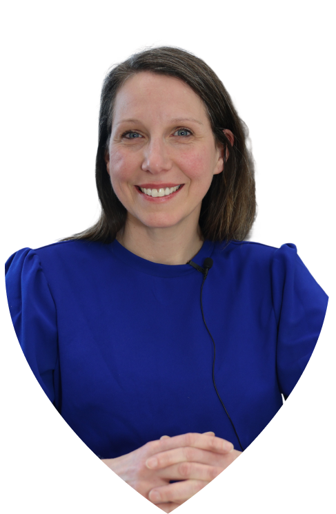 woman with blue shirt