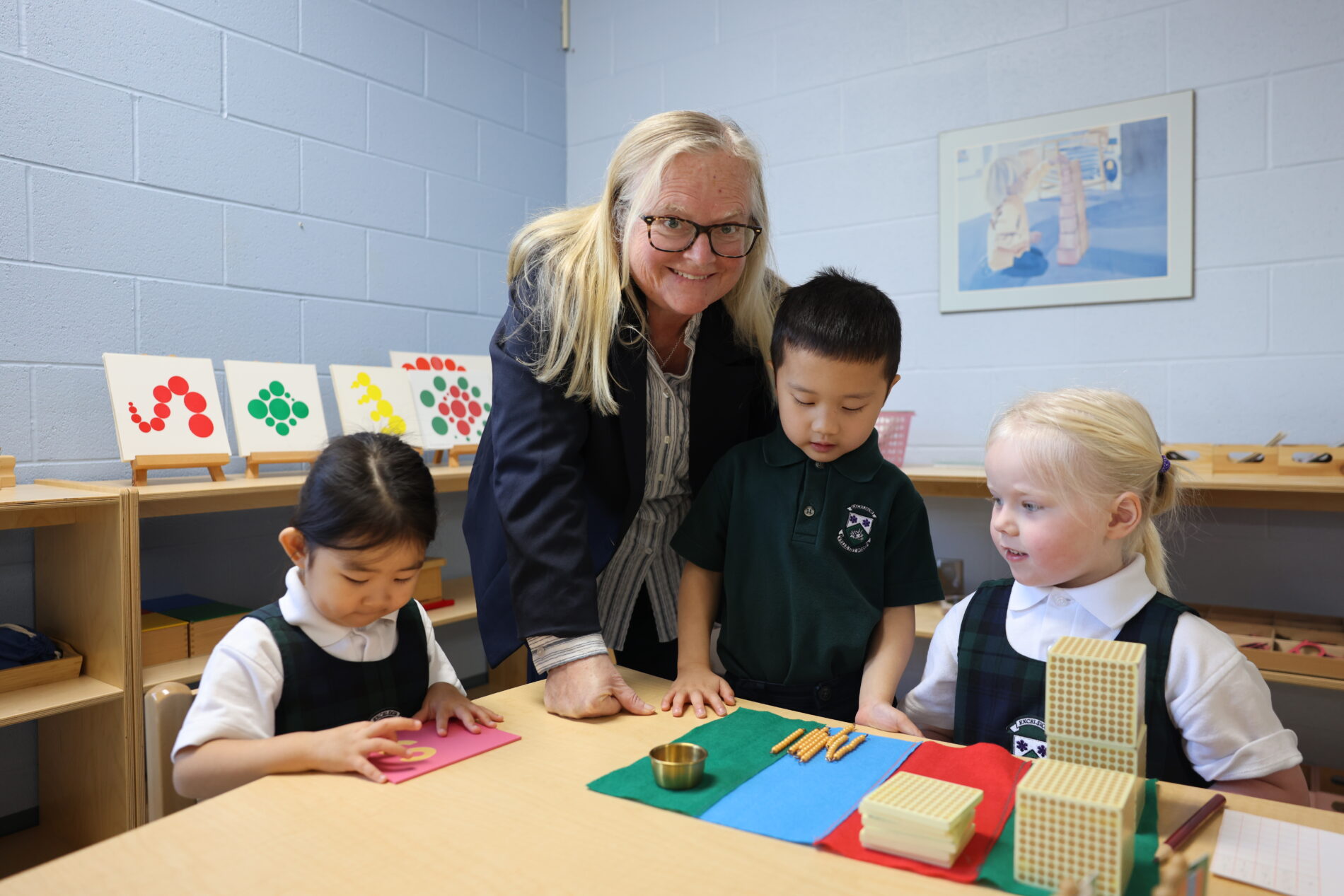 Montessori Principal with students